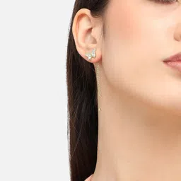 BEYTER Sterling Silver Artificial Stones Studded Butterfly Shaped Drop Earrings image 4