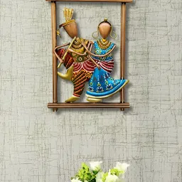 ANSHIKA INTERNATIONAL Red & Blue Metal Radha Krishna Wall Decor-picture-10