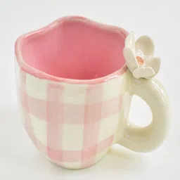 QSHI STUDIO Pink & White Printed Ceramic Glossy Mugs 190 ml-image-11