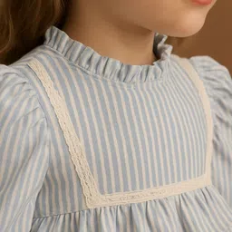 KICO Striped Puff Sleeve Ruffle A-Line Dress image 4