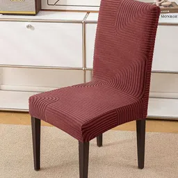 HOUSE OF QUIRK Maroon Striped Jacquard Removable & Washable Short Dining Chair Cover-image-23