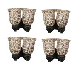 Somil Premium Designer Glass Wall / Night Lamp Elegant & Stylish Dcor Accent for Modern Interiors, color- Golden, White, Size, 33.5 X 28.5 X 32.5 CM-image-33