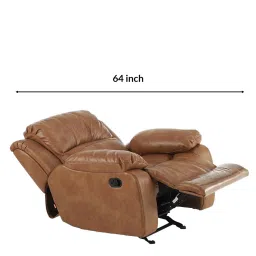 durian Marco Leatherette Manual 1 Seater Recliner In Tan Colour image 4