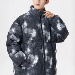 HERE&NOW Men Mock Collar Abstract Printed Puffer Jacket-picture-26