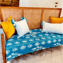 THROWPILLOW Blue & White Printed Polyester 1 Piece Sofa Cover-picture-29