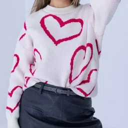 StyleCast Women Heart Printed Long Sleeves Pullover with Ribbed hem-picture-32