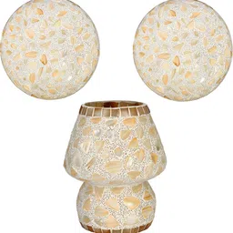 SOMIL White & Brown 3 Pieces Textured Glass Bell Shaped Ceiling Lamps-picture-29