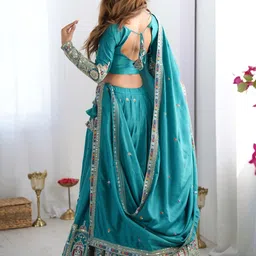 KALINI Embroidered Sequinned Semi-Stitched Lehenga & Unstitched Blouse With Dupatta image 5