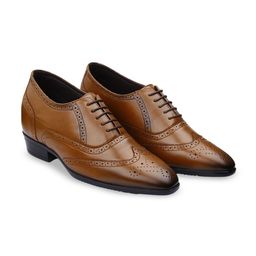 Bxxy Men Hidden Elevator Height Increasing Faux Leather Formal Full Brogue Lace-up Shoes-picture-32