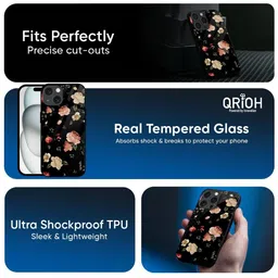 QRIOH Floral Printed iPhone 15 Pro Back Case Mobile Accessories image 3