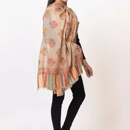 TILLAARI Floral Woven Design Shawl With Fringed Border image 4