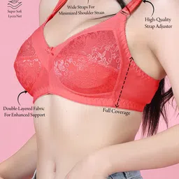 SHYAM SONS FLAIR Women Pack Of 3 Full Coverage Seamed Non Padded Minimizer Bra image 4