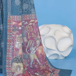 Mitera Floral Linen Blend Bagh Saree image 2