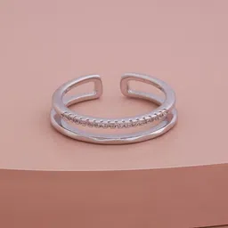 Kushal's Fashion Jewellery Rhodium-Plated Zircon Studded Finger Ring-image-61