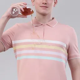 TURMS Striped Polo Collar Anti Stain Anti Odor Water Repellent Pure Cotton T-Shirt-picture-44