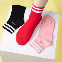 One8 Women Pack Of 3 Pure Cotton Above Ankle Length Socks image 1