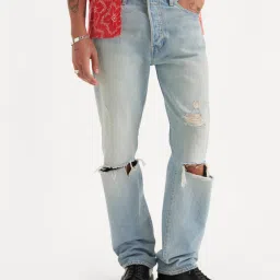 levi's Men's 501 Blue Straight Fit Mid Rise Jeans image 2