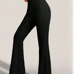 Moda Rapido Women Black Lycra Solid Regular Trousers image 4