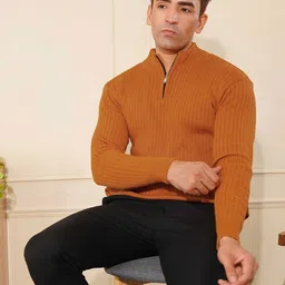 KVETOO Men Ribbed High Neck Pullover-picture-29