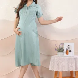 EASY MOM Maternity Shirt Midi Dress-picture-37