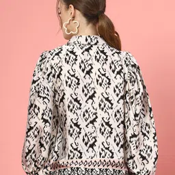 plusS Geometric Print Puff Sleeve Top image 5