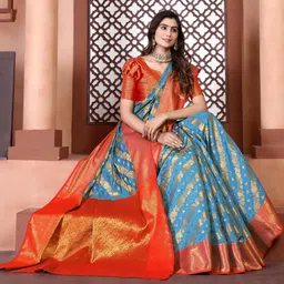 AKSH FASHION Multi Silk Blend Sarees image 2