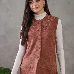 Chemistry Women Floral Woollen Sweater Vest-picture-19