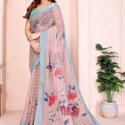 RAJMUDRAFASHION Floral Linen Blend Saree image 3