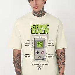 Bewakoof Heavy Duty Men Graphic Printed Round Neck Cotton Oversized T-shirt image 5