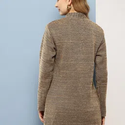 Aarika Heathered Effect Longline Woollen Button-Down Cardigan image 4