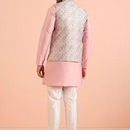 KISAH Geometric Mandarin Collar Nehru Jacket With Pocket Square image 3