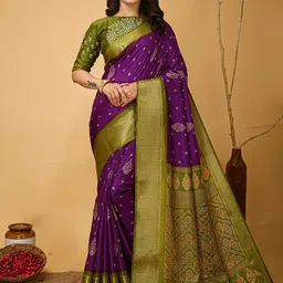 HERE&NOW Floral Zari Art Silk Banarasi Saree-picture-23