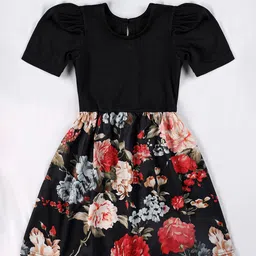 YK Floral Print Crepe Fit & Flare Dress image 1