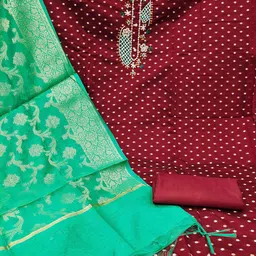 HERE&NOW Embellished Unstitched Dress Material image 5