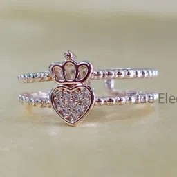 BIANCISTELLE Rhodium Plated Diamond-Studded Finger Ring image 3