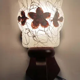 1ST TIME Brown & White Colourblocked Wood Contemporary Rectangle Shaped Wall Lamp image 4