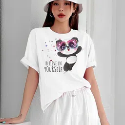 Kintu Parantu Women Graphic Printed Round Neck Applique T-shirt-image-50