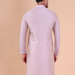 AURIK Men Geometric Thread Work Mandarin Collar Straight Kurta image 2