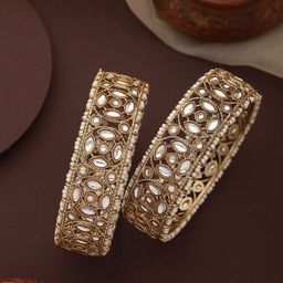 T4 JEWELS Set Of 2 Gold-PlatedStone-Studded Bangles-picture-28