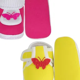 NESKA MODA Newborn Pack of 2 Pair 3 To 12 Month Unisex Baby Cotton Butterfly Soft Shoe Booties image 4