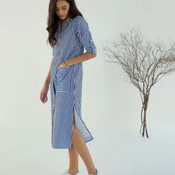 Pink Paprika by SASSAFRAS Striped A-Line Midi Dress image 4