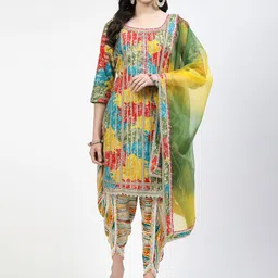TS LIFESTYLE Women Ethnic Motifs Printed Kurta with Dhoti Pant & Dupatta-picture-25