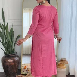 Lookmark Floral Embroidered Thread Work Straight Kurta With Trousers & Dupatta image 4