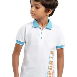 UNDER FOURTEEN ONLY Boys Typography Printed Polo Collar Cotton T-shirt-picture-14
