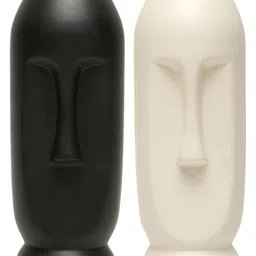 Myntra Elegant Homes 2-Pcs Black & White Ceramic StonewareMatteVase image 4
