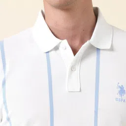 U.S. Polo Assn. Men Striped Polo Collar Cotton T-shirt image 2