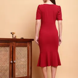 JAKANARY Puff Sleeves Sheath Midi Dress image 5