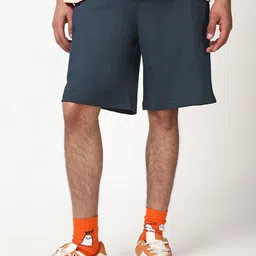Bewakoof Men's Cotton Navy Blue Oversized Shorts-picture-25