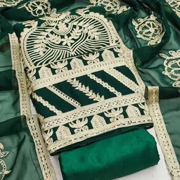 SHADOW & SAINING Embroidered Silk Georgette Unstitched Dress Material-picture-31