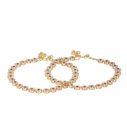 Jazz and Sizzle Set of 2 Gold-Plated Stone-Studded Anklets image 2